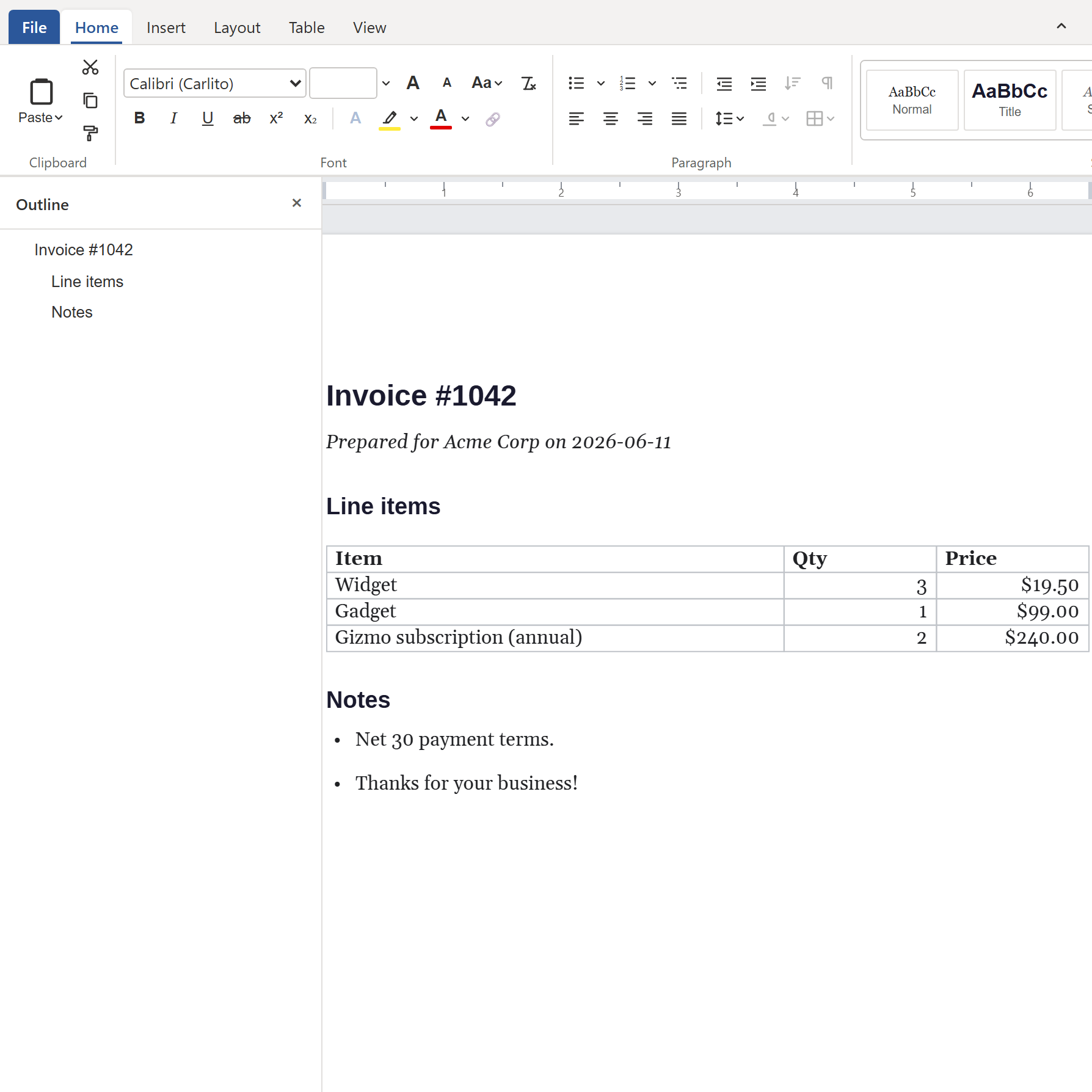 Compose a Word document in TypeScript and watch it render as you type
