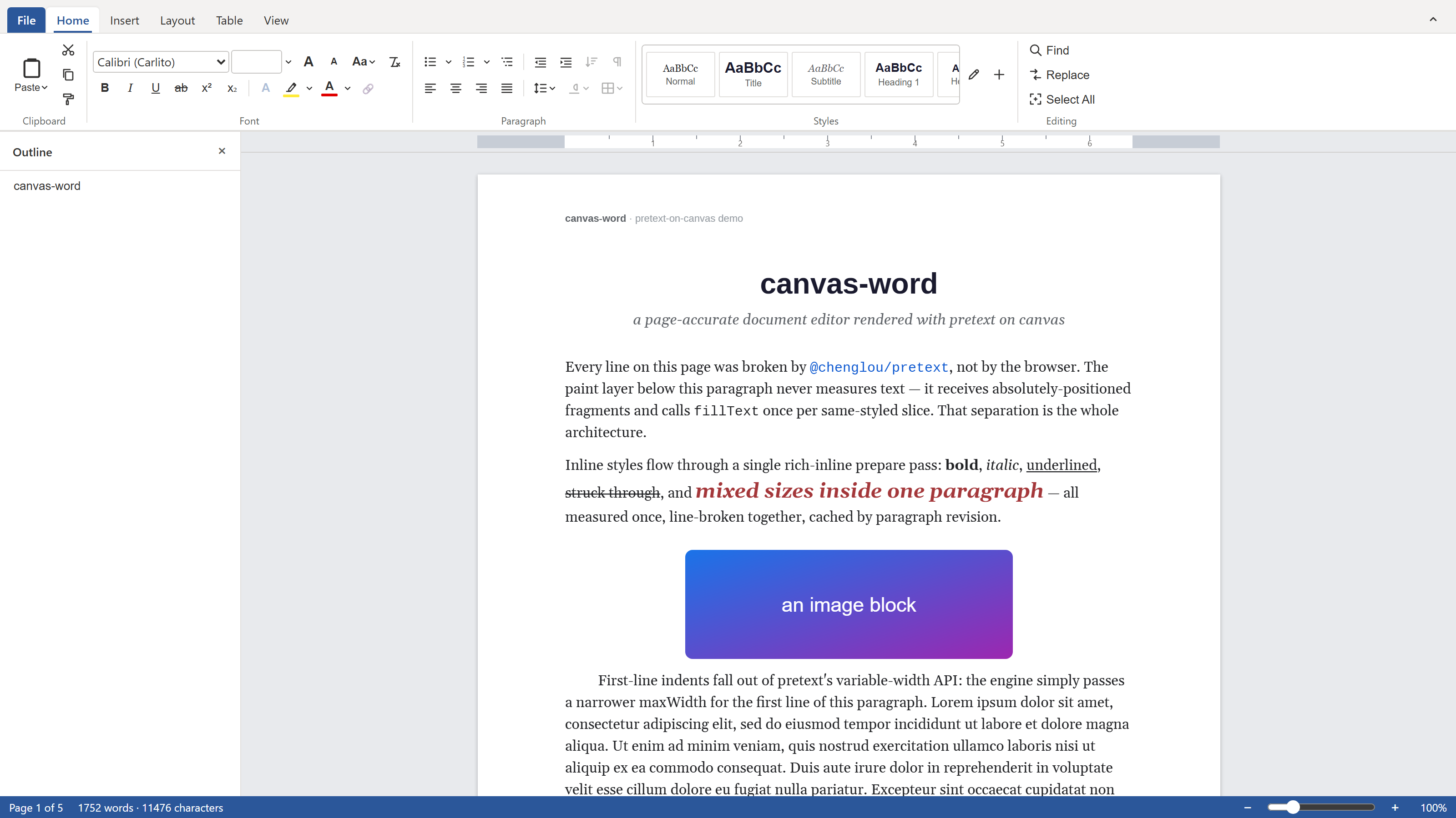 A Word-class editor that never touches contenteditable